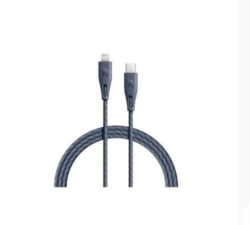 كيبل قماش راف باور من تايب سي إلى لايتنينق ٢ متر - رمادي