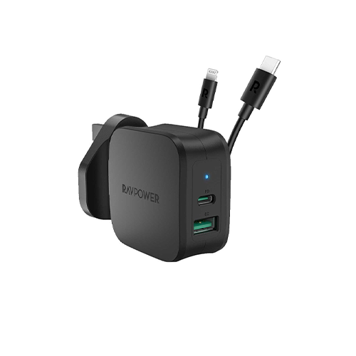 فيش جداري راف باور كومبو بتقنية بي دي 20 واط و كيبل تايب سي تو لايتننق