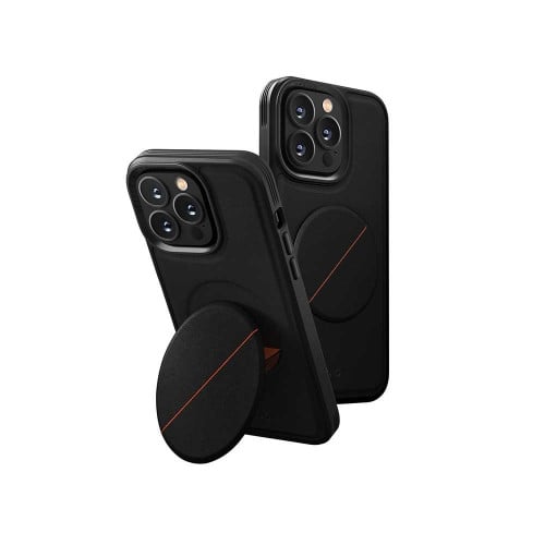 كفر يونيك مع مسكة تدعم المغناطيس للايفون 14 برو ماكس -اللون اسود