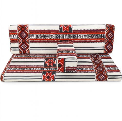 جلسة تراثية بالنقشة النجدية, مقاس 70x200 سم, حشو إسفنج ومركي مضغوط