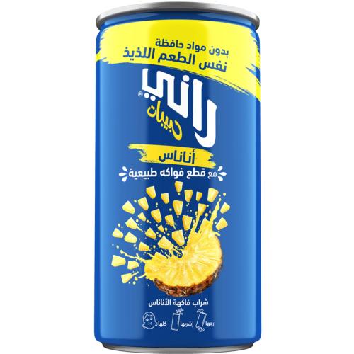 راني حبيبات أناناس مع قطع فواكه طبيعية 180 مل 24 عبوة