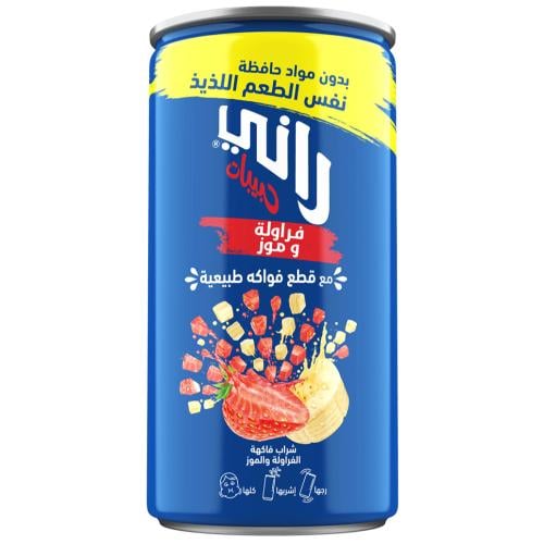 راني حبيبات فراولة و موز مع قطع فواكه طبيعية 180 مل 24 عبوة