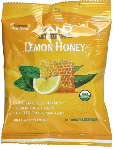 Zand‏, Naturals, Organic Lemon Honey, 18 Throat Lozenges