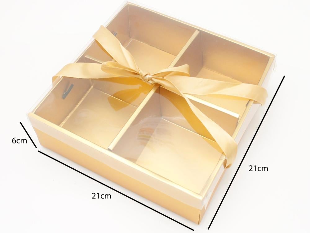 علب ورقية مقسمة 21*21*6 سم  ذهبي