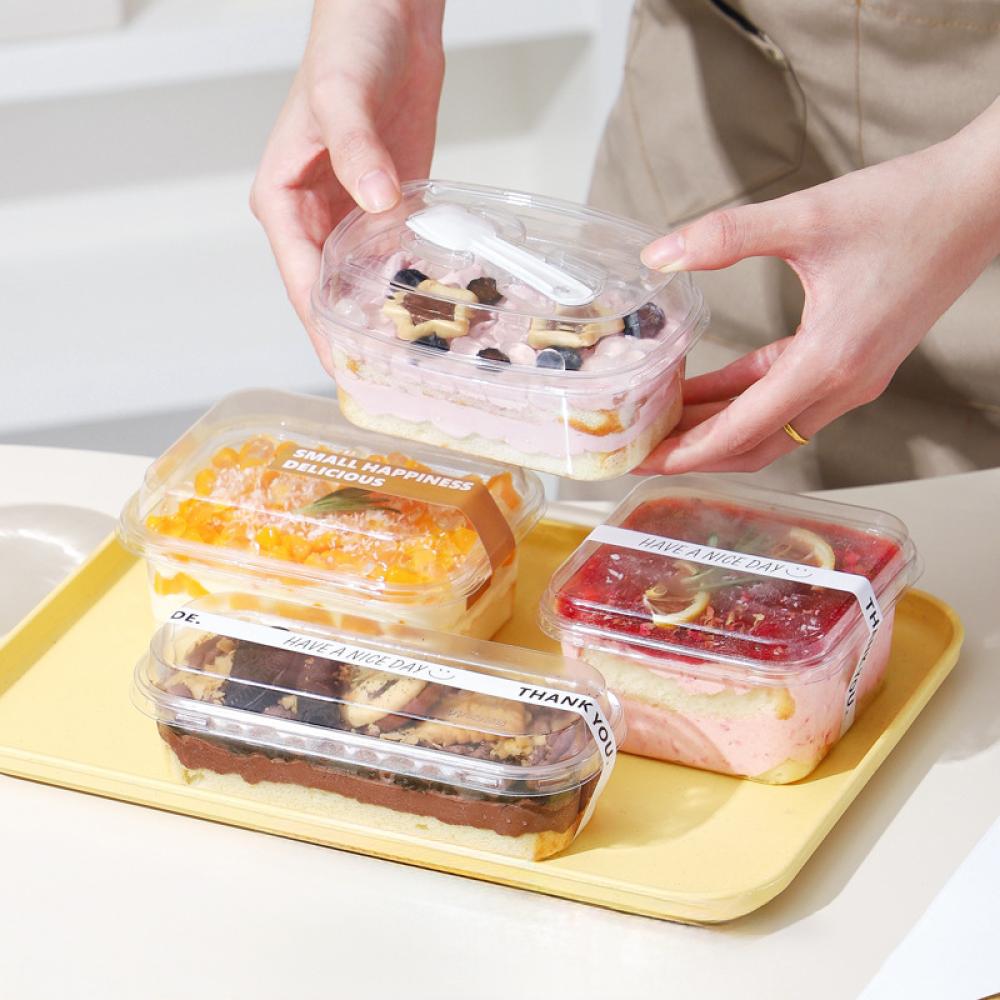 علبة بلاستيكية شفافة للحلا  والكيك