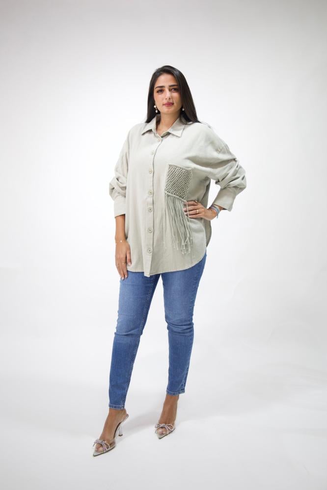 قميص رمادي نسائي كاجوال صناعة تركية PERRY