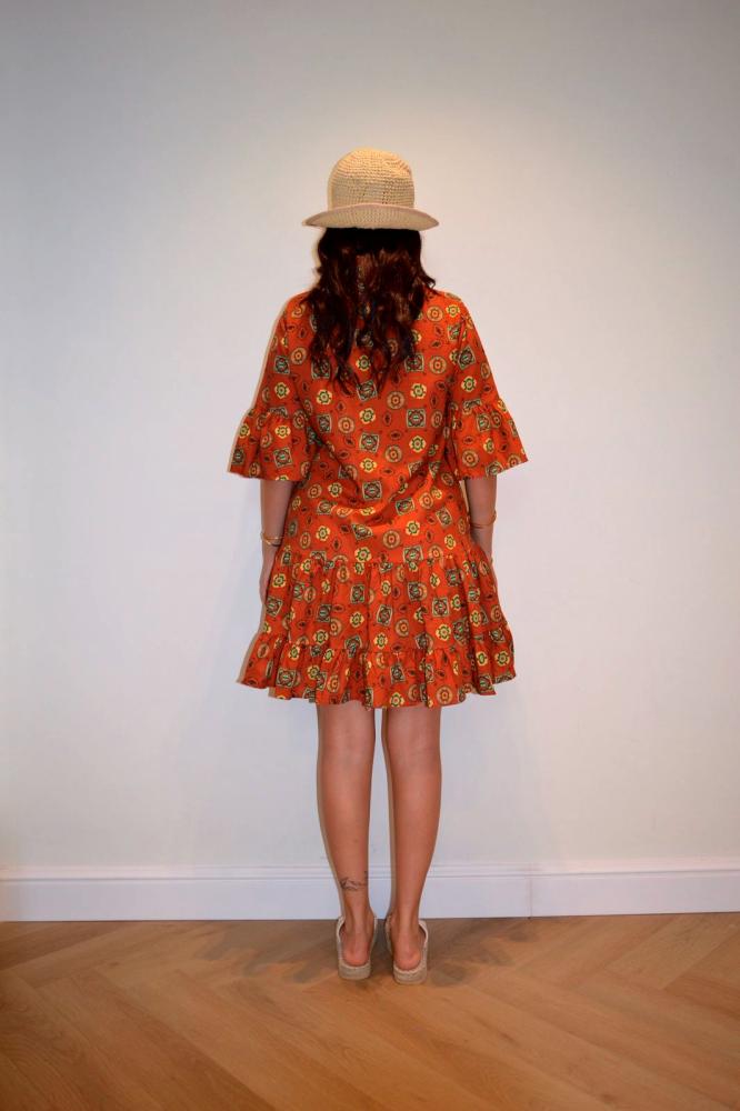 فستان سندس – طابع بوهو بنفَس دافئ