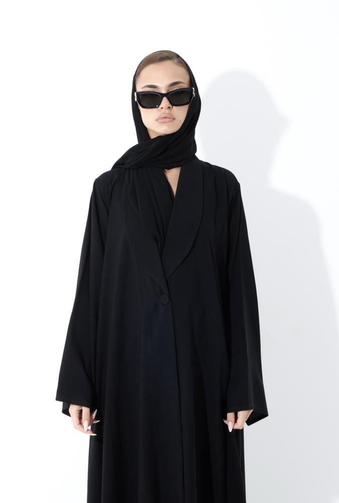 عباية كلوش اسود قماش كريب بارد