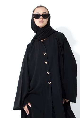 عباية سودا ازرار قلوب