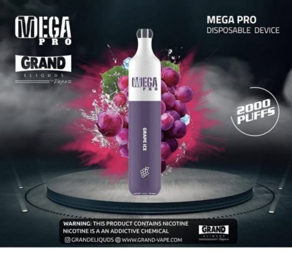 سحبة جاهزة ميجا بنكهة عنب بارد 2000 موشة MEGA PRO 2000 Puff disposable