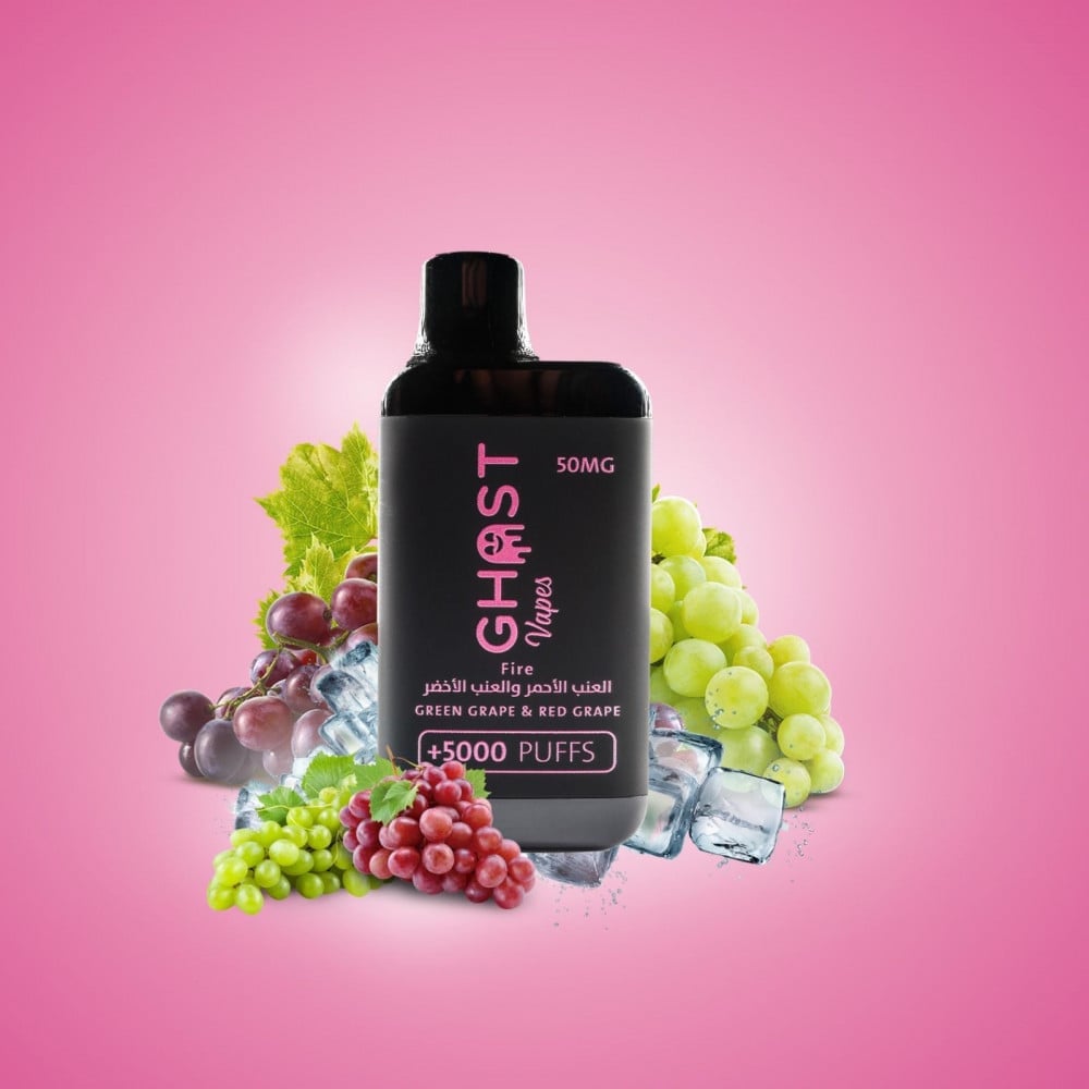 سحبة سيجارة قوست فيب عنب أخضر وأحمر بارد 5000 شفطه - ghost vape grape
