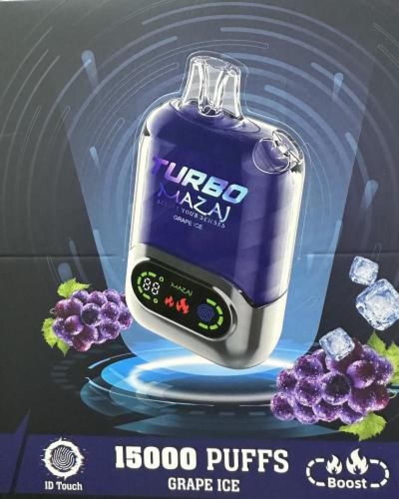 سحبة مزاج تيربو 15000 سحبة عنب ايس Mazaj Disposable GRAPE ICE 15000 PU