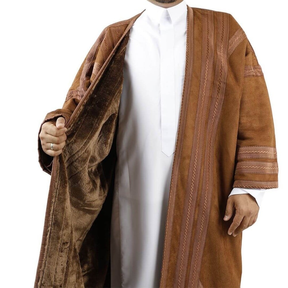 فروه شتوي رجالي بني مع فرو