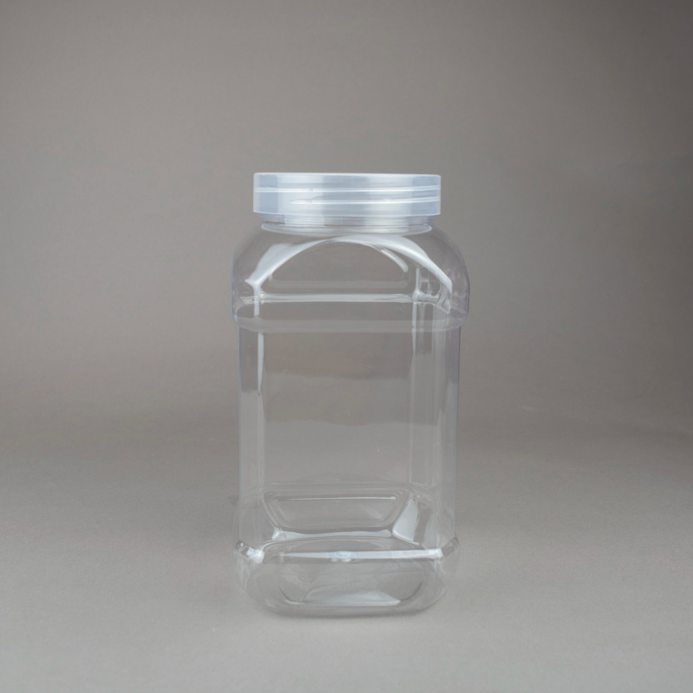 برطمان مربع شفاف للقهوة غطاء بني