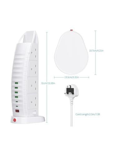برج العرب تمديدات كهربائية 14 في 1  8 منافذ تيار متردد  6 منافذ USB1