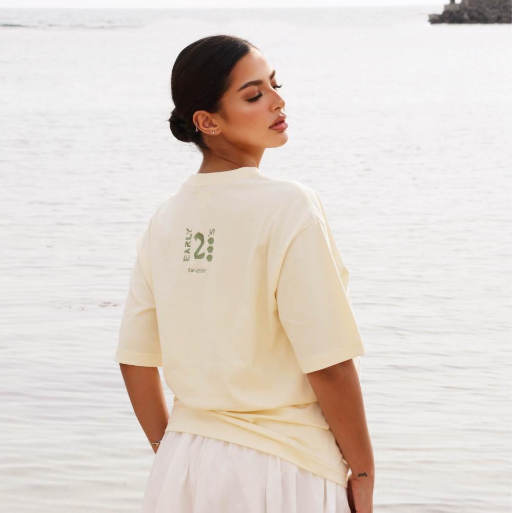 Oversized T-Shirt “ قيـظ سيزن"  – Butter Yellow