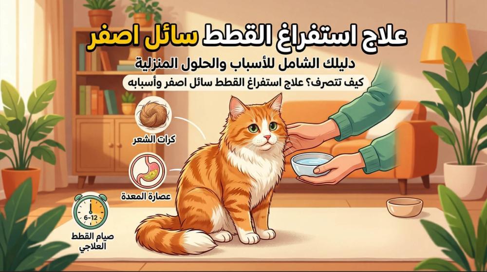 علاج استفراغ القطط سائل اصفر