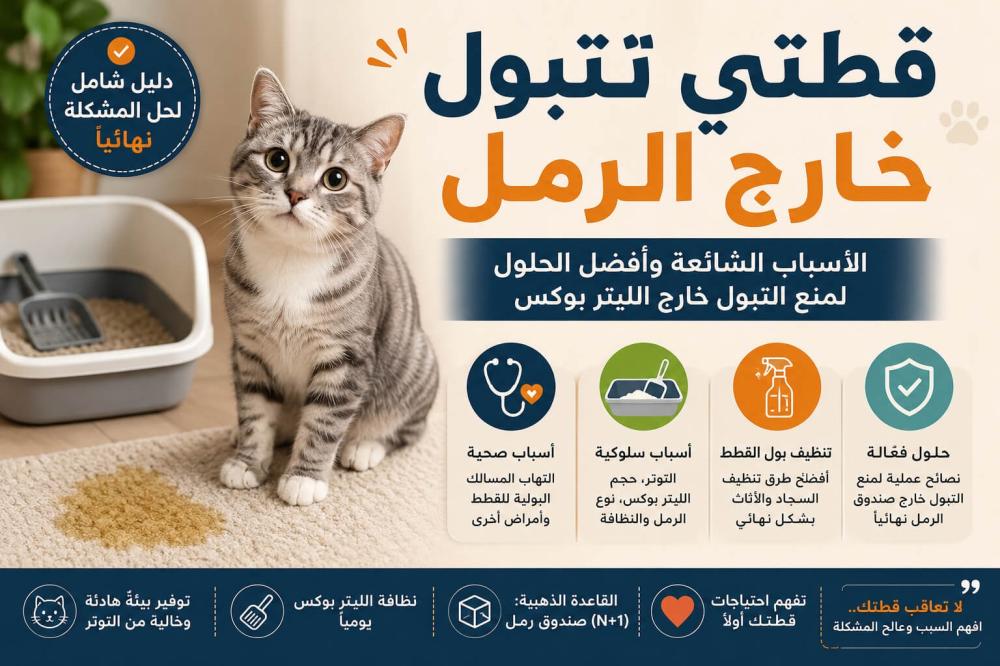 قطتي تتبول خارج الرمل