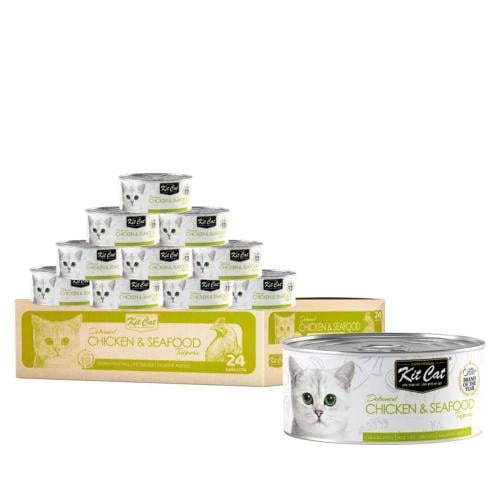 كت كات طعام رطب دجاج ومأكولات بحرية 24x85g