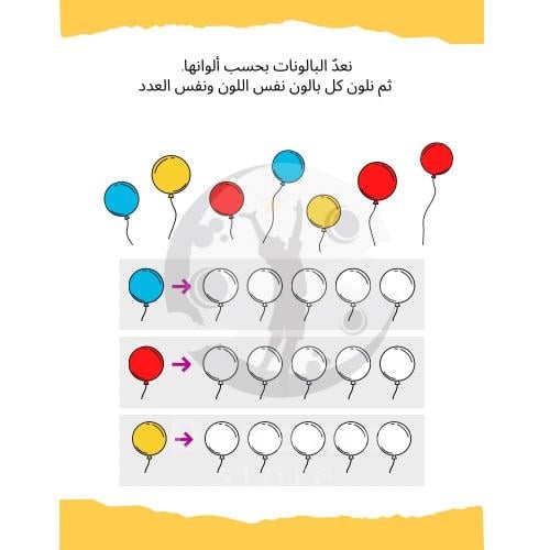 عدد البالونات على حسب اللون