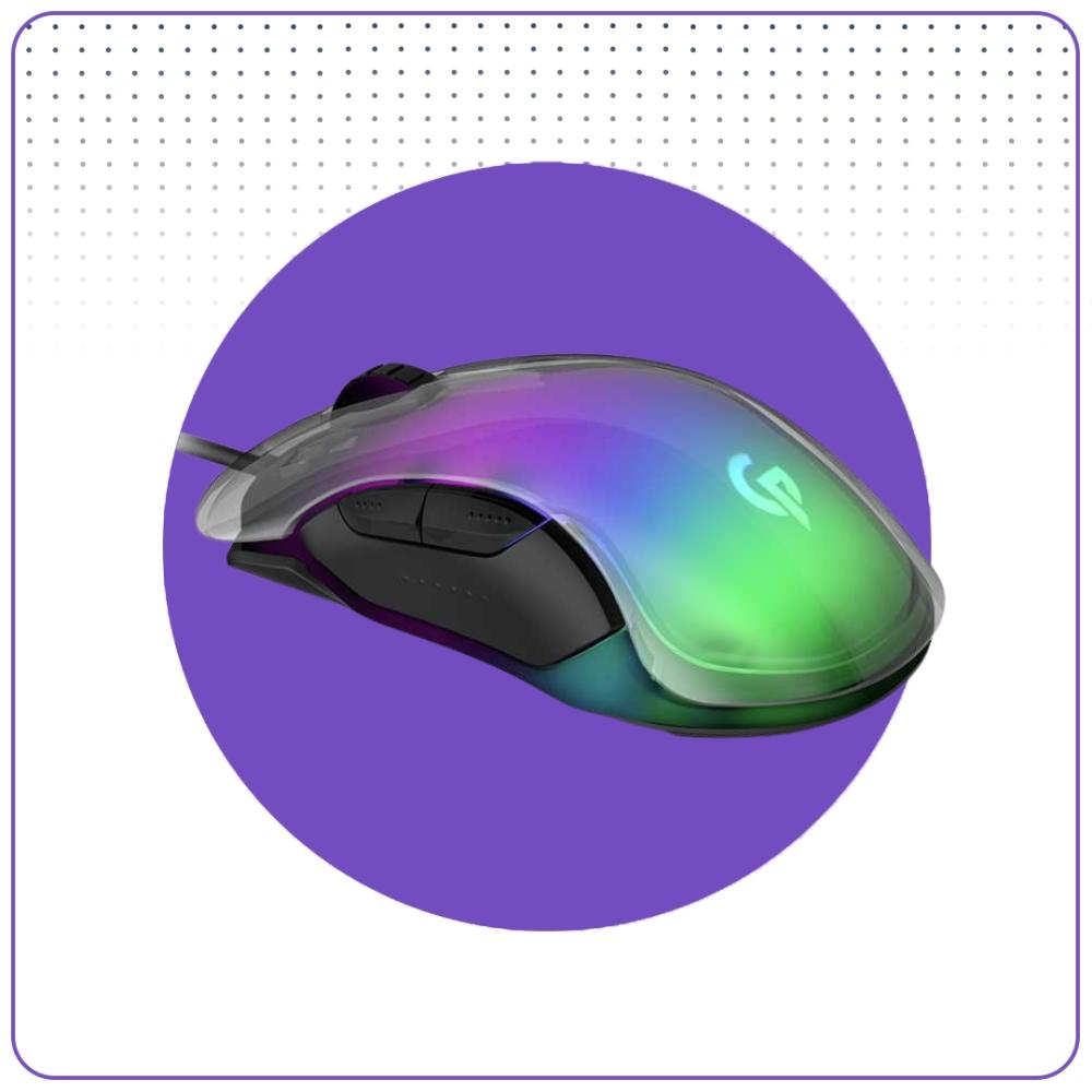 ماوس العاب Porodo RGB 8D Crystal Shell 12800 DPI