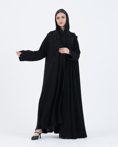 عباية ملكي نص كلوش بتصميم لف ومزينة بشك وقصاصات دا...