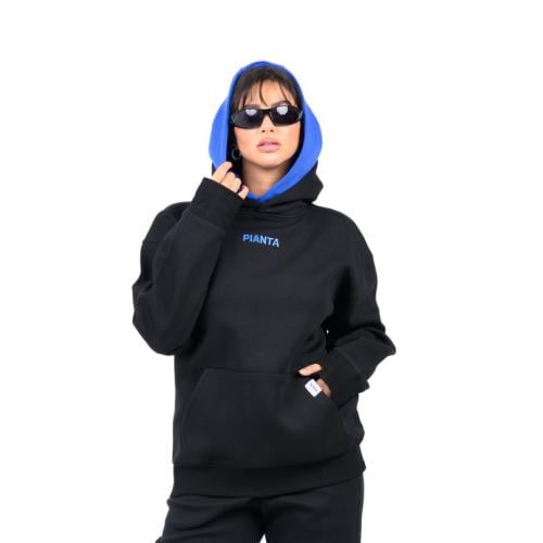 Black hoodie Double cap Blue Oversize