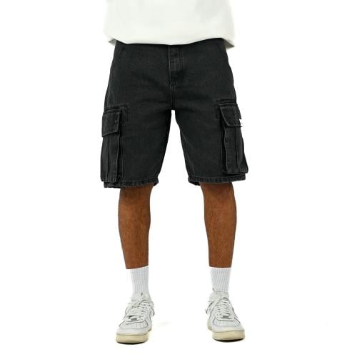 Black Denim Cargo Short