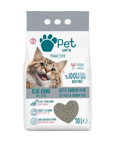 رمل قطط بيت لوف بالفحم النشط – تكتل ممتاز وخالي من الروائح – 10 لتر