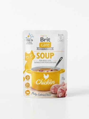 شوربة بريت كير بالدجاج للقطط (Brit Care Soup with Chicken) بحجم 75 جرام.