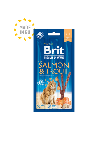 بريت بريميوم ستيك سناك للقطط بالسلمون والتراوت