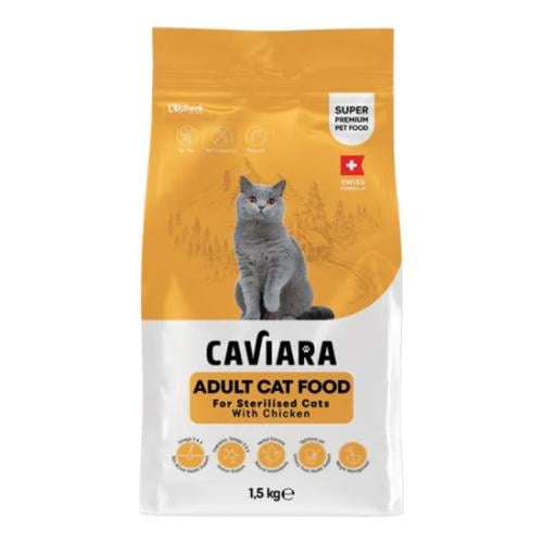 كافيارا طعام جاف للقطط المعقمة بالدجاج – 1.5 كجم