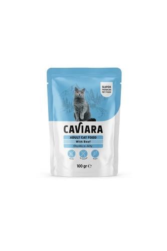 كافيارا طعام رطب للقطط البالغة بلحم البقر في جيلي – 100 جم