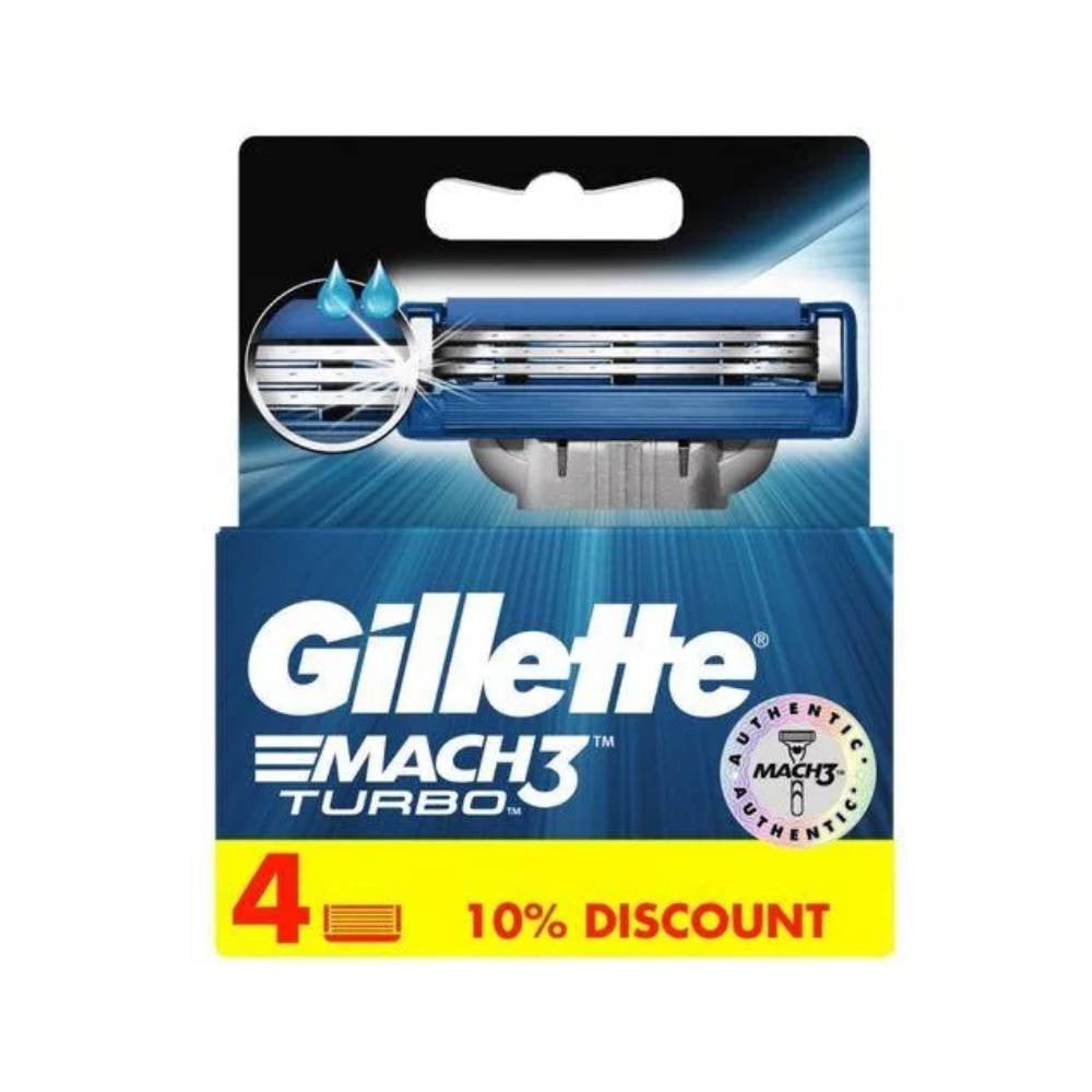 شفرة حلاقة جيلليت ماك تربو ثرى دى 4 قطعة gillette mach3 turbo razor blades refill - 4 pieces