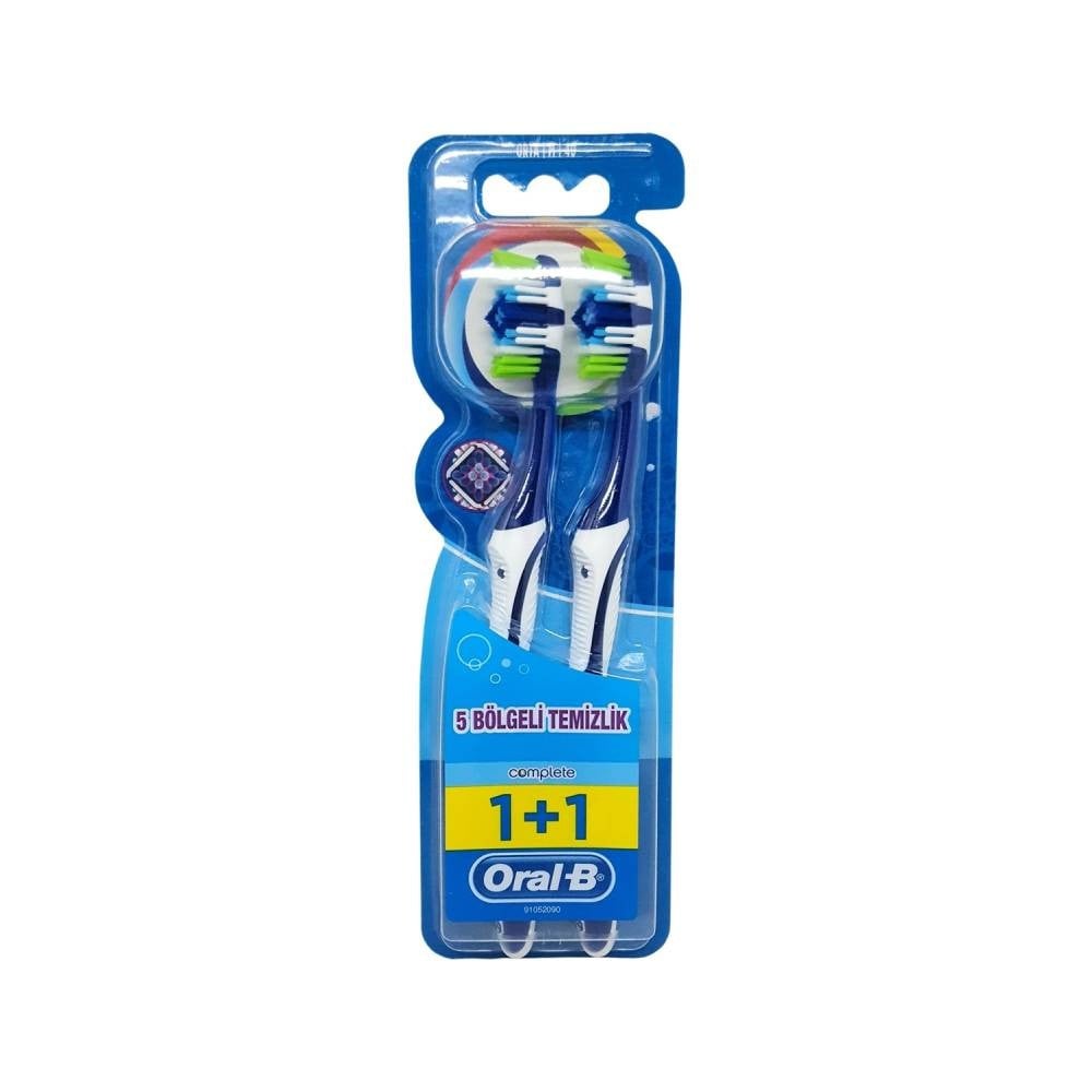 فرشاة أسنان أورال بى كومبليت 5 واى متوسط 1+1  oral-b complete 5 way clean toothbrush, medium bristles 1and 1