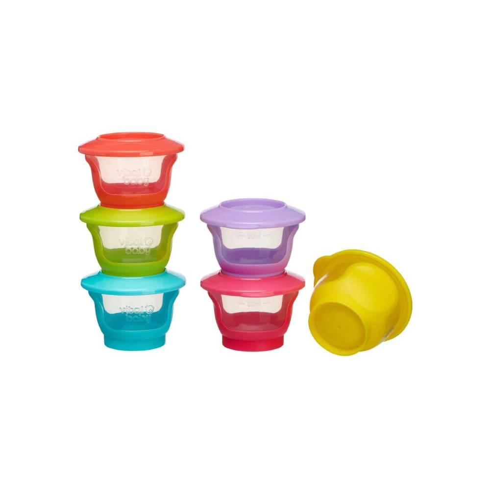 مجموعة تخزين الطعام فيتال بيبى 6 قطع فى 60 مل  vital baby nourish store , wean pots, storage pots with soft base, pack of 6  60 ml