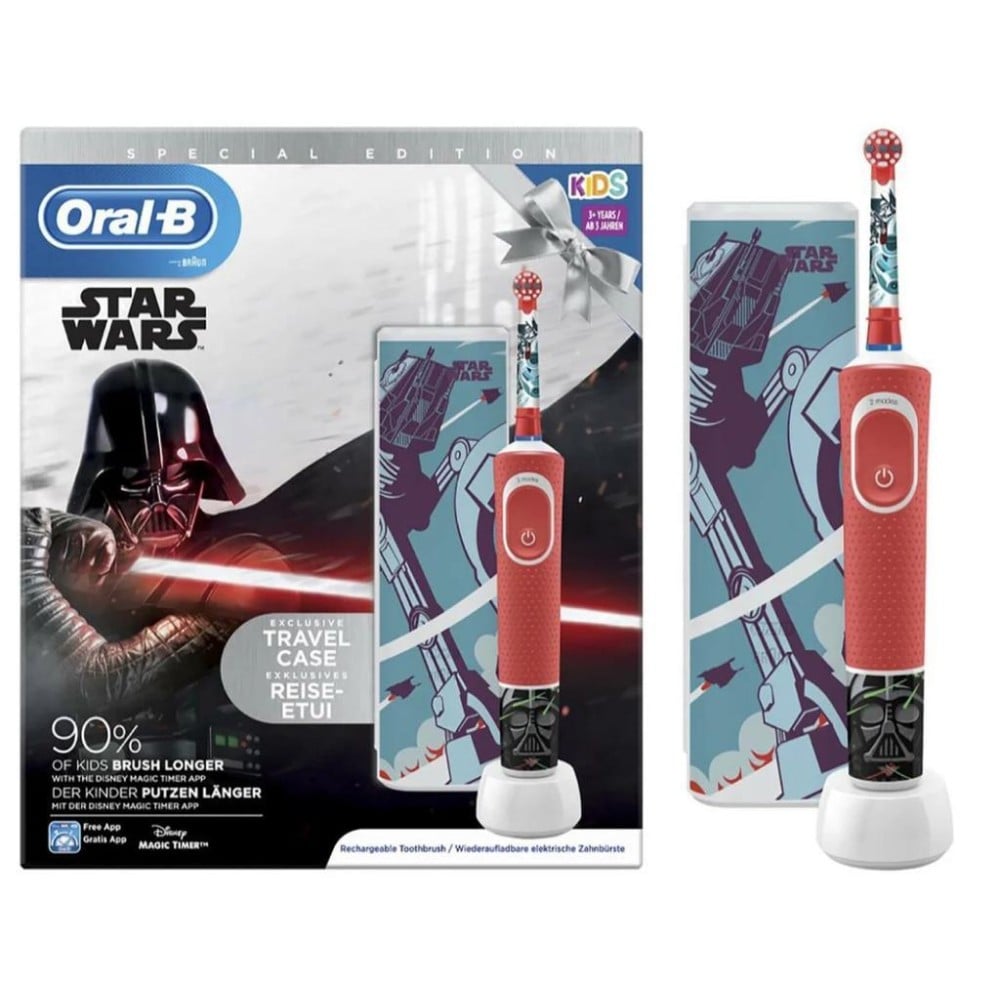 فرشاة اسنان اورال بى قابلة للشحن حرب النجوم مع عبوة للتنقل oral b kids rechargeable toothbrush starwars 3 yrs special edition w-travel case