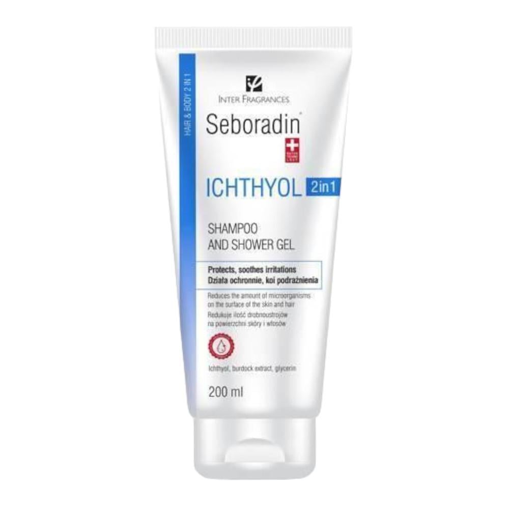سيبورادين إكثيول 2 في 1 شامبو وجل استحمام 200 مل seboradin ichthyol And shower gel 2 in1 200ml