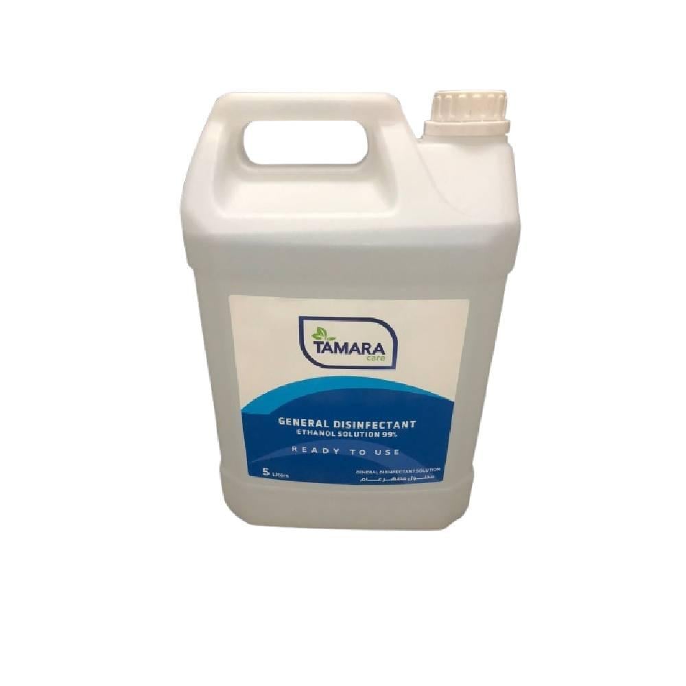 كحول إيثلي 5 لتر  إيثانول 99.9% لتطهير الأيدي و تعقيم الأسطح الصلبة  tamara care ethanal 99.9% for hand and surface disinfectant 5 l