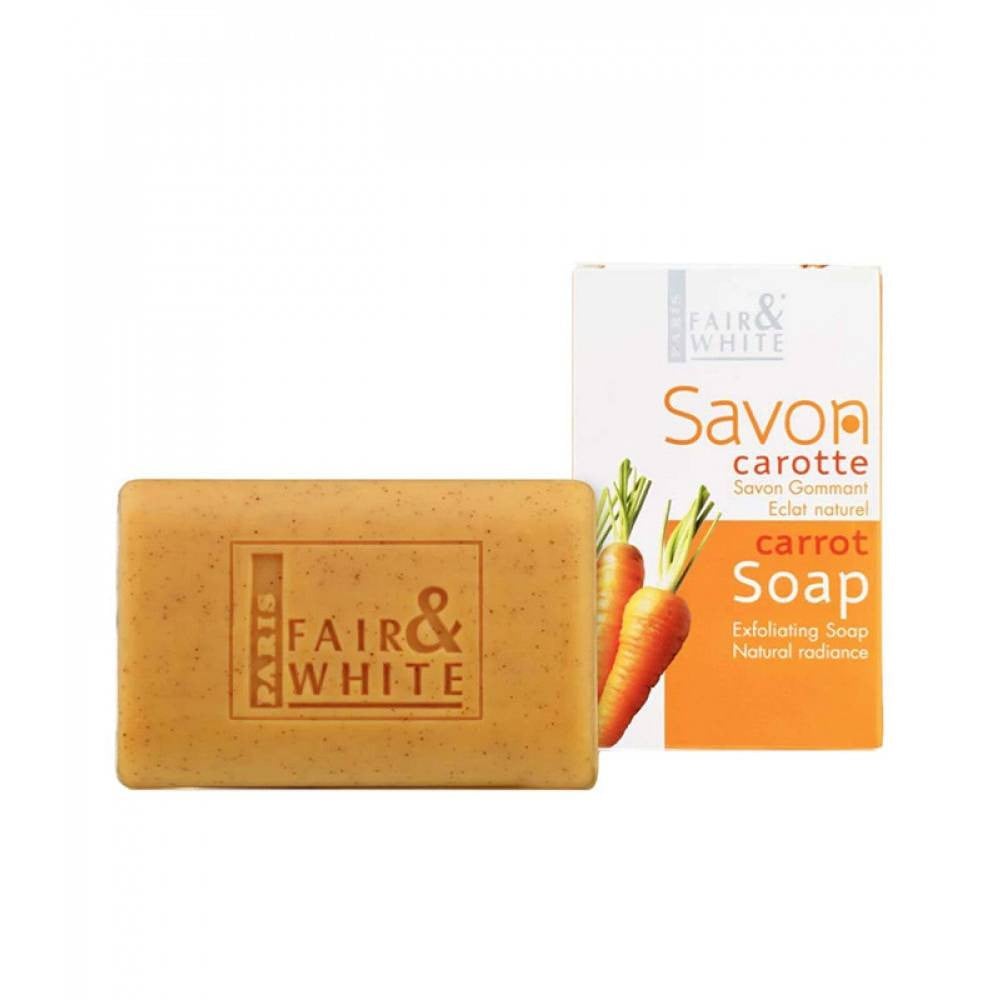 صابون بشرة فير اند وايت 200 جرام بخلاصة الجزر fair and white savon carrot exfoliating soap natural radiance 200g