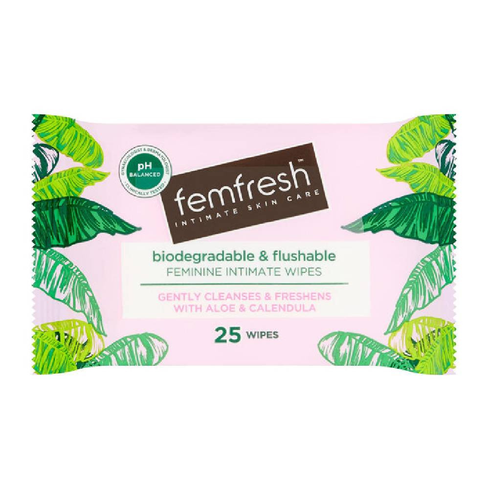 مناديل نسائية فيم فريش 25 منديل للمناطق الحميمية femfresh freshening and soothing wipes -25 wipes