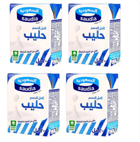 السعودية حليب كامل الدسم 4 حبة 200 مل