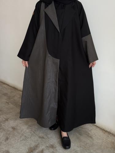 عباية بليزر قماش(كريب+رمادي)