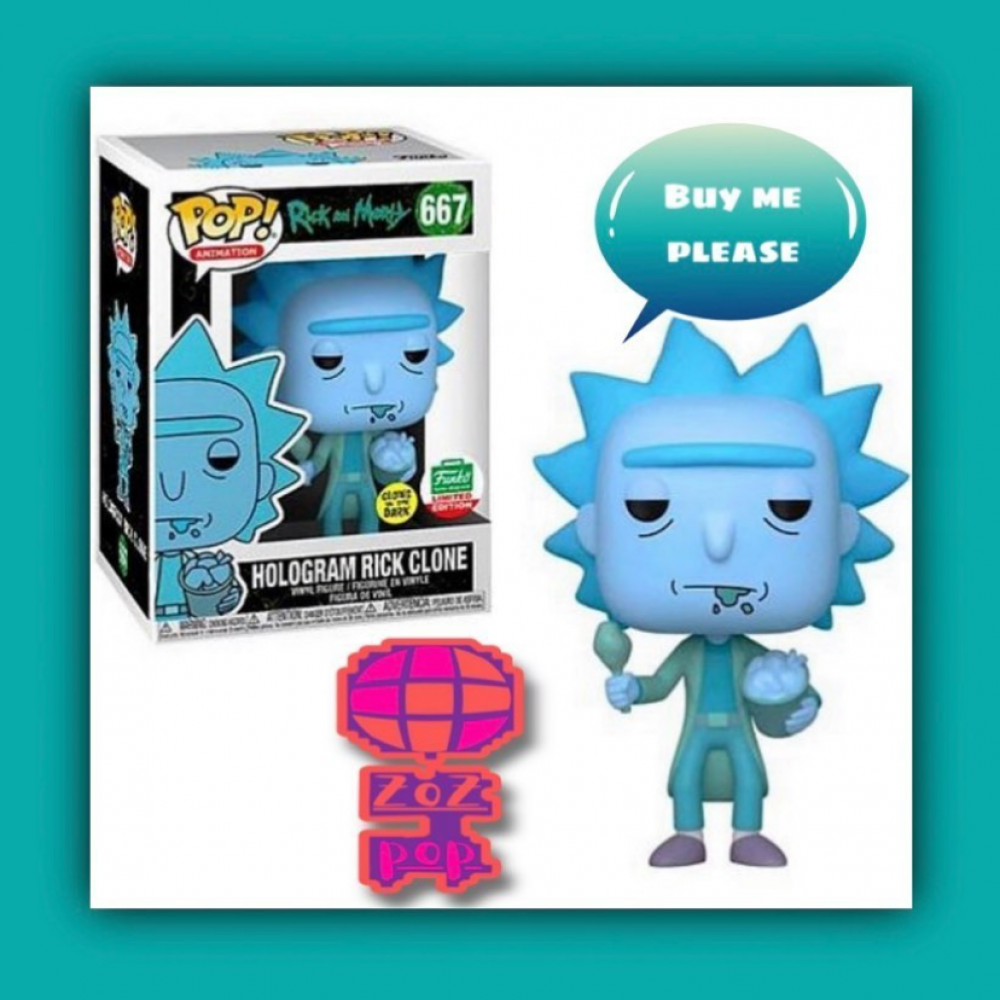 hologram rick funko pop glow in the dark