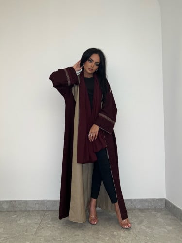 عباية N80 , دبل فيس بيج وعنابي