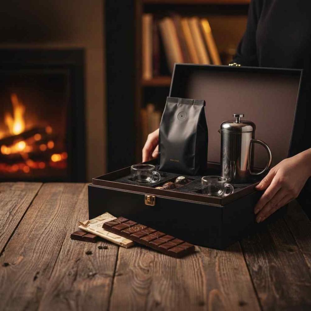 شراء طقم هدايا قهوة وشوكولاتة فاخر