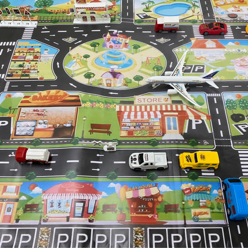 لعبة تفاعلية سجاد طرق وشوراع مع سيارات متنوعة.