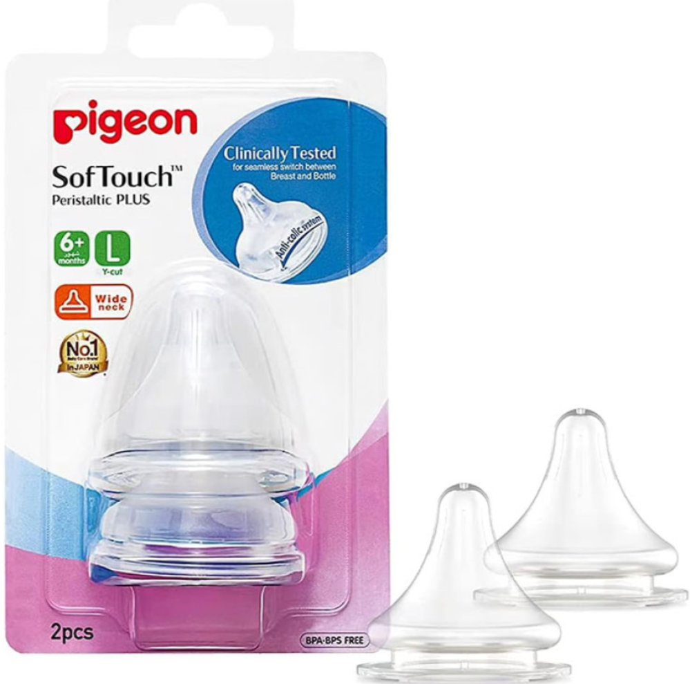 Pigeon Soft Touch Plus Anti-Colic Wide Neck Nipple (L) Pack