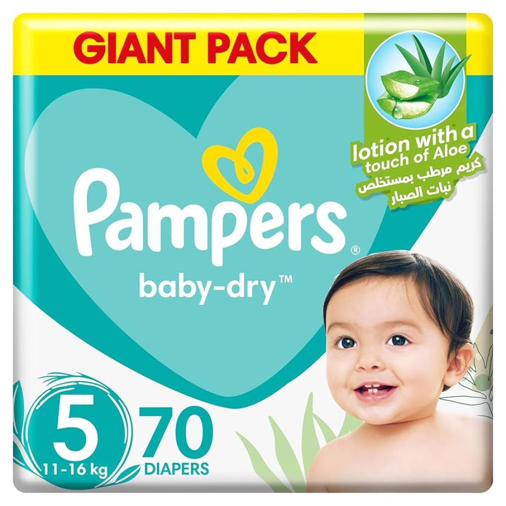 Pampers Baby Dry Diapers with Aloe Lotion, Size 5, 11-16 kg, 66