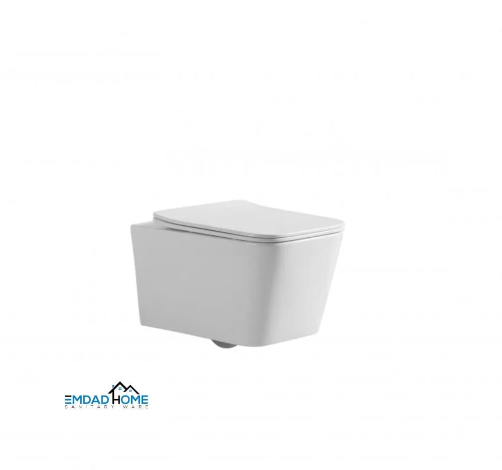 كرسي حمام معلق أبيض مربع غطاء هيدروليك ريملس تريدكس / TREDEX